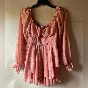 Inspired Hearts Blush Floral Long Sleeve Dress. Size S.